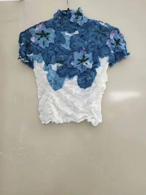 Ashore Ripple Stretch Pleated Womens T-shirt Pullover Short Sleeve