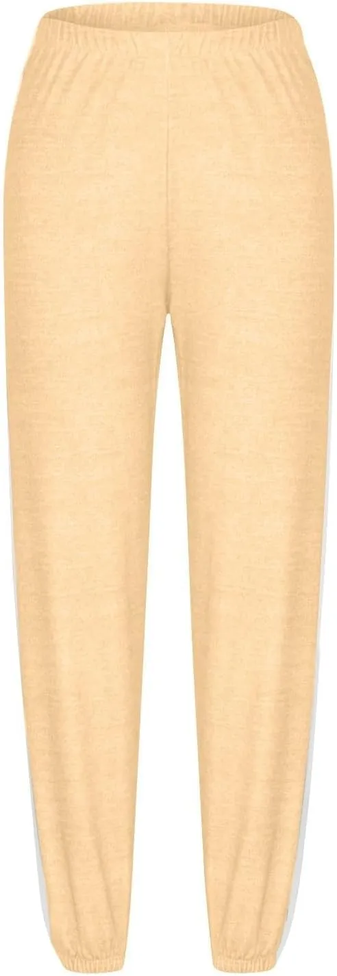 Baggy Sweatpants for Women Striped Casual Elastic High Waisted Joggers Cinch Bottom Lounge Pants with Pockets