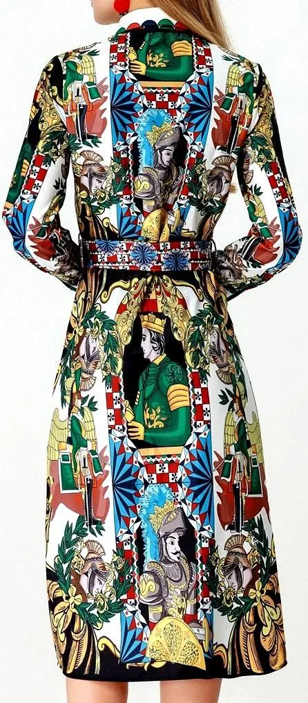 Embellished Collar Print Shirt-Dress