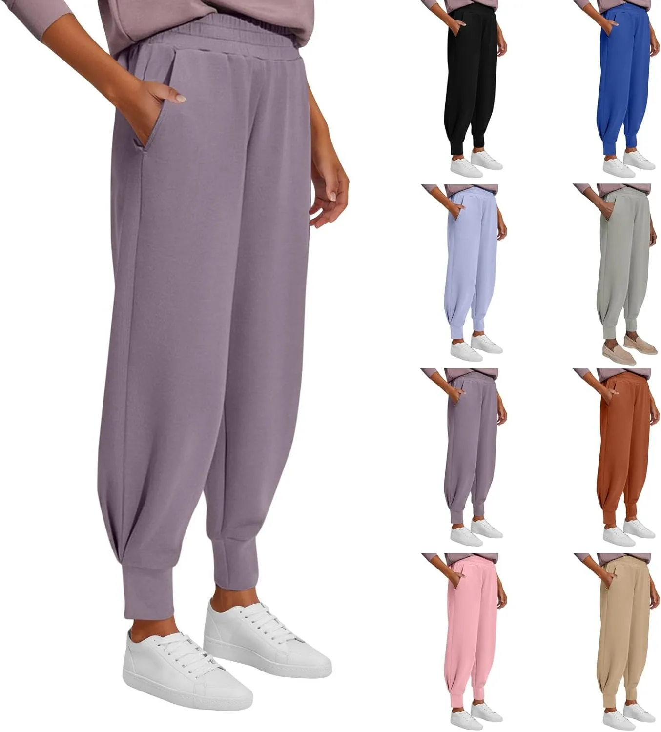 Fleece Lined Joggers Women Baggy Elastic Waist Jogger Sweatpants Warm Casual Athletic Golf Joggers with Pockets