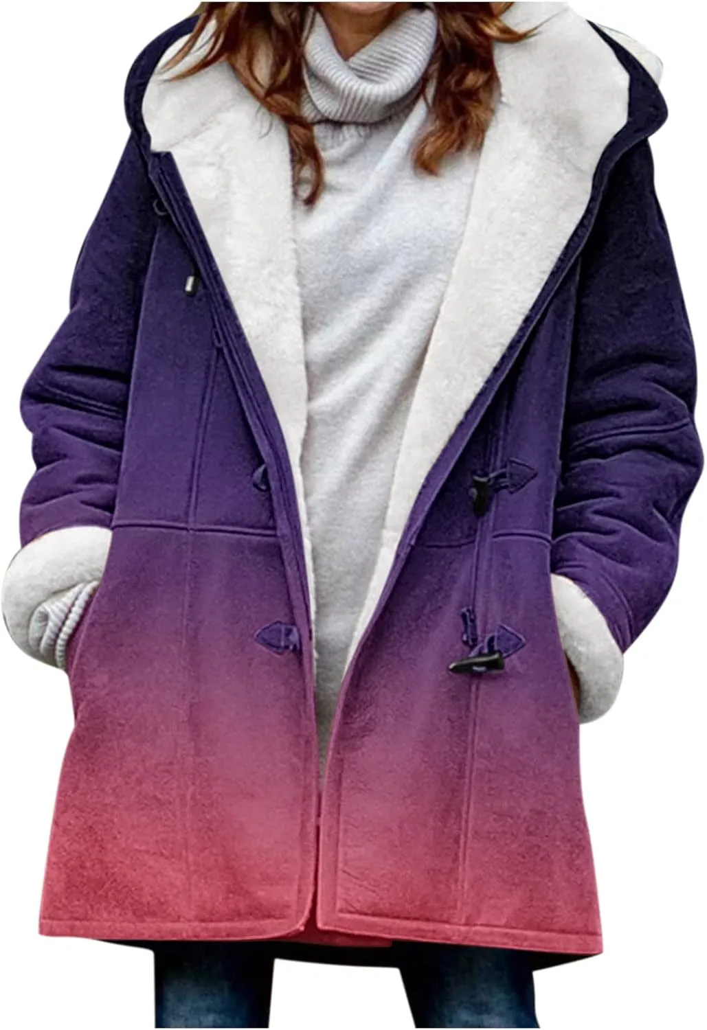 Jackets for Women Casual Winter Coats for Women Plus Size Women Workout Lightweight Jackets Zip Up Sports Women Coat Women Winter Jacket with Hood Water-Resistant Trendy Down Mid-Length Puffer
