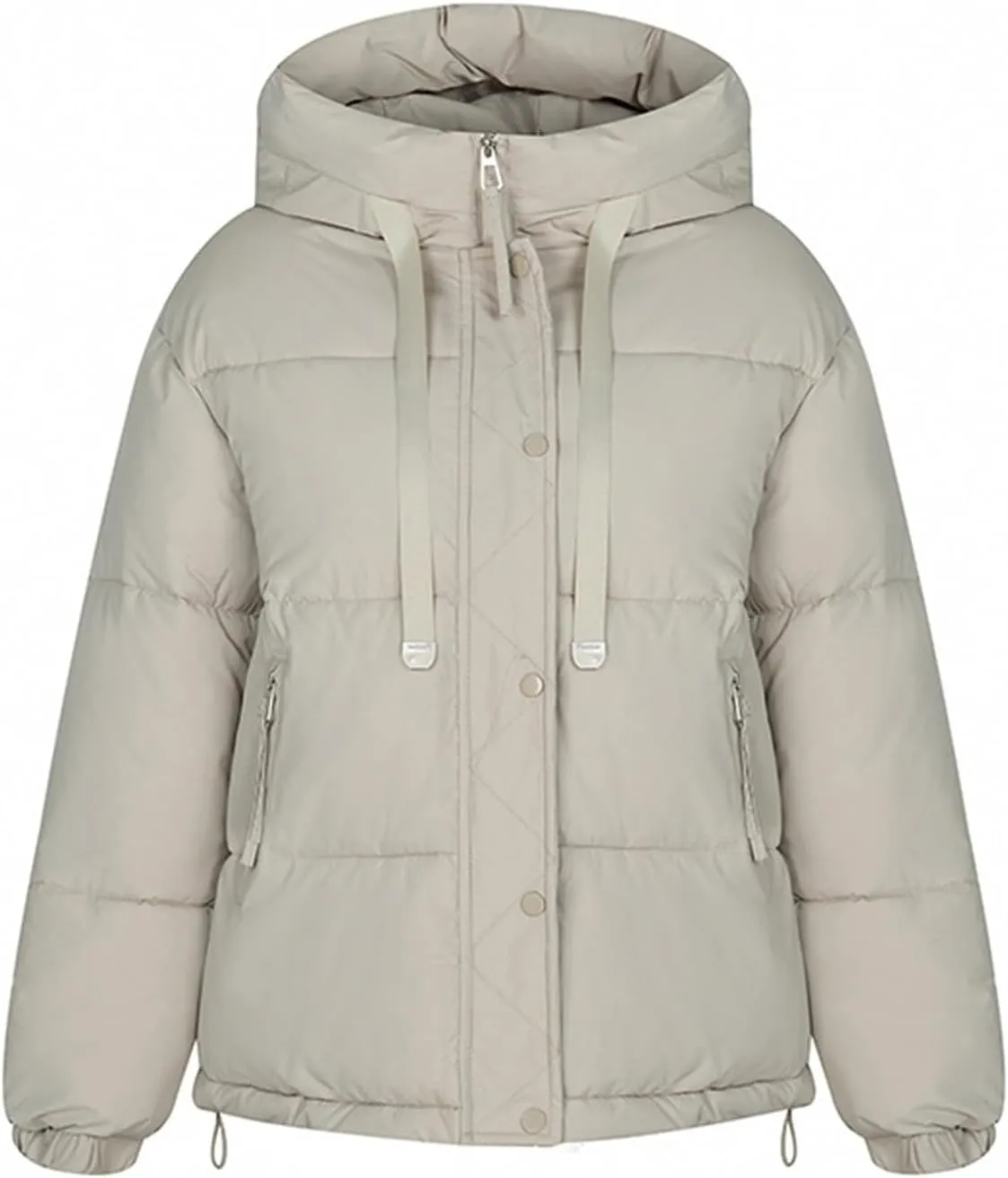 Long Sleeve Zipper Jacket for Women Quilted Down Coat with Pockets Puffer Lightweight Winter Overcoat 2024