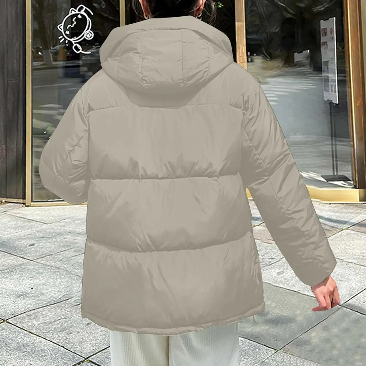 Long Sleeve Zipper Jacket for Women Quilted Down Coat with Pockets Puffer Lightweight Winter Overcoat 2024