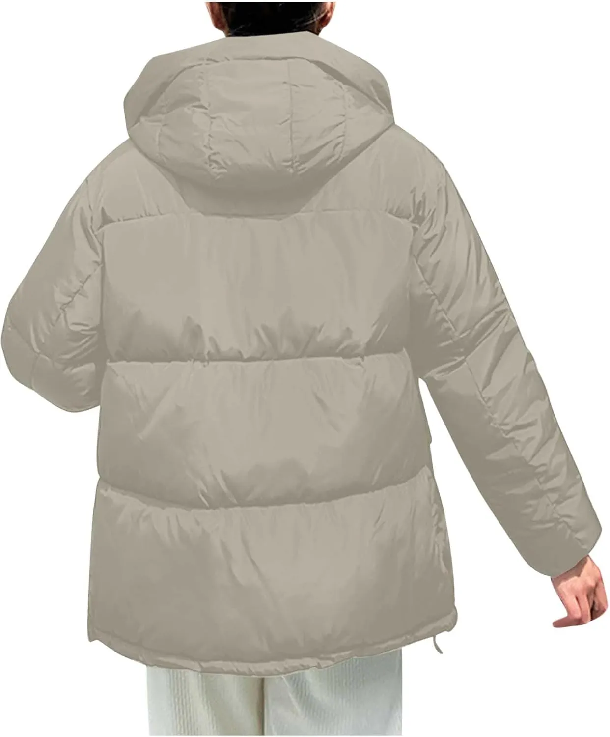 Long Sleeve Zipper Jacket for Women Quilted Down Coat with Pockets Puffer Lightweight Winter Overcoat 2024