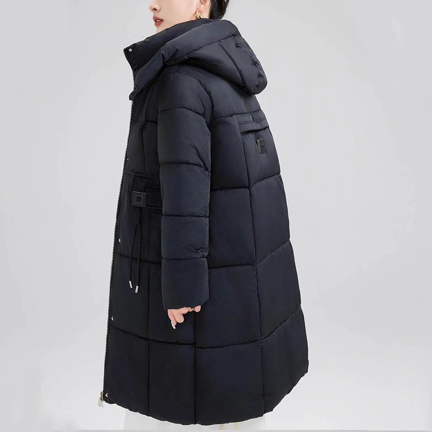 Long Thicken Down Puffer Jackets Winter Warm Full Length Quilted Jackets Comfy Stand Collar Padded Coats with Pockets