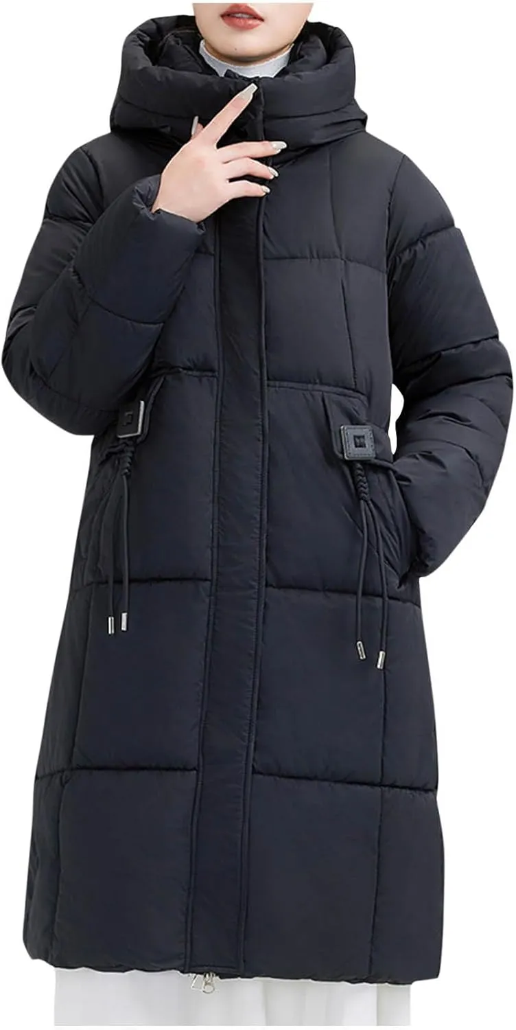 Long Thicken Down Puffer Jackets Winter Warm Full Length Quilted Jackets Comfy Stand Collar Padded Coats with Pockets