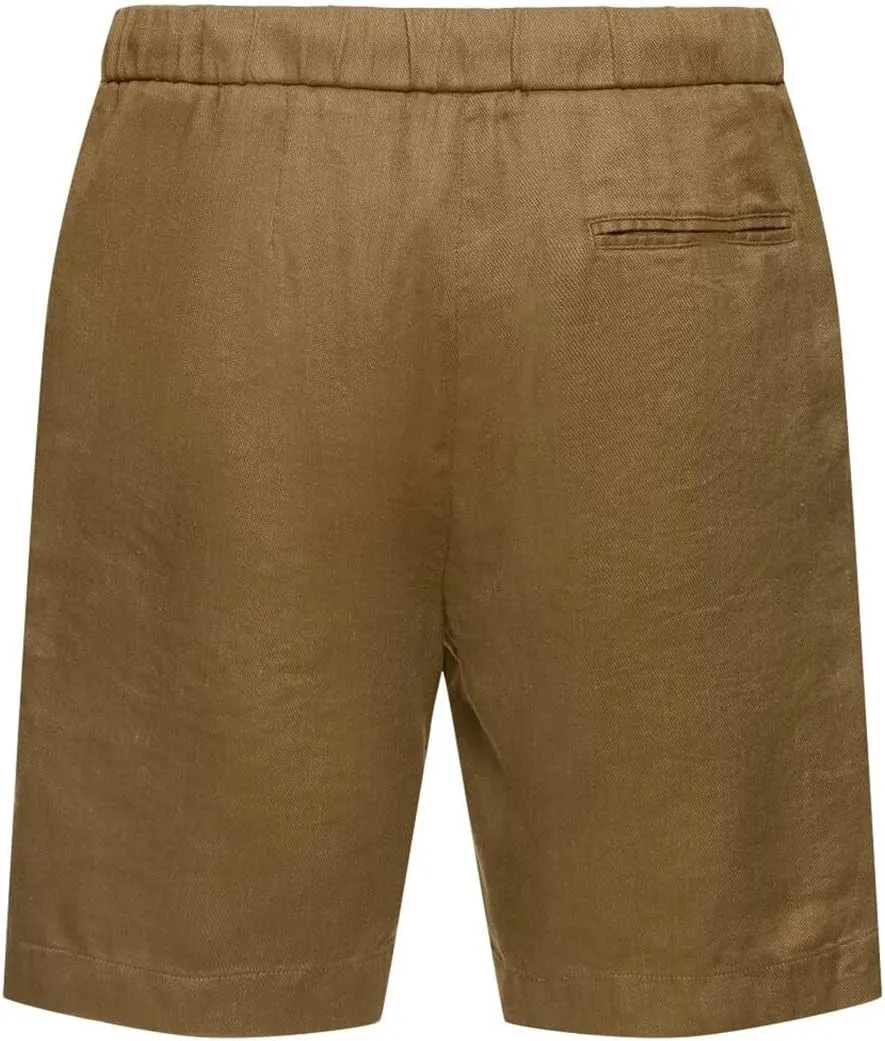 Men's Casual Cotton Linen Shorts Linen Shorts Casual Cotton Elastic Waist Summer Beach Vacation Shorts with Pockets