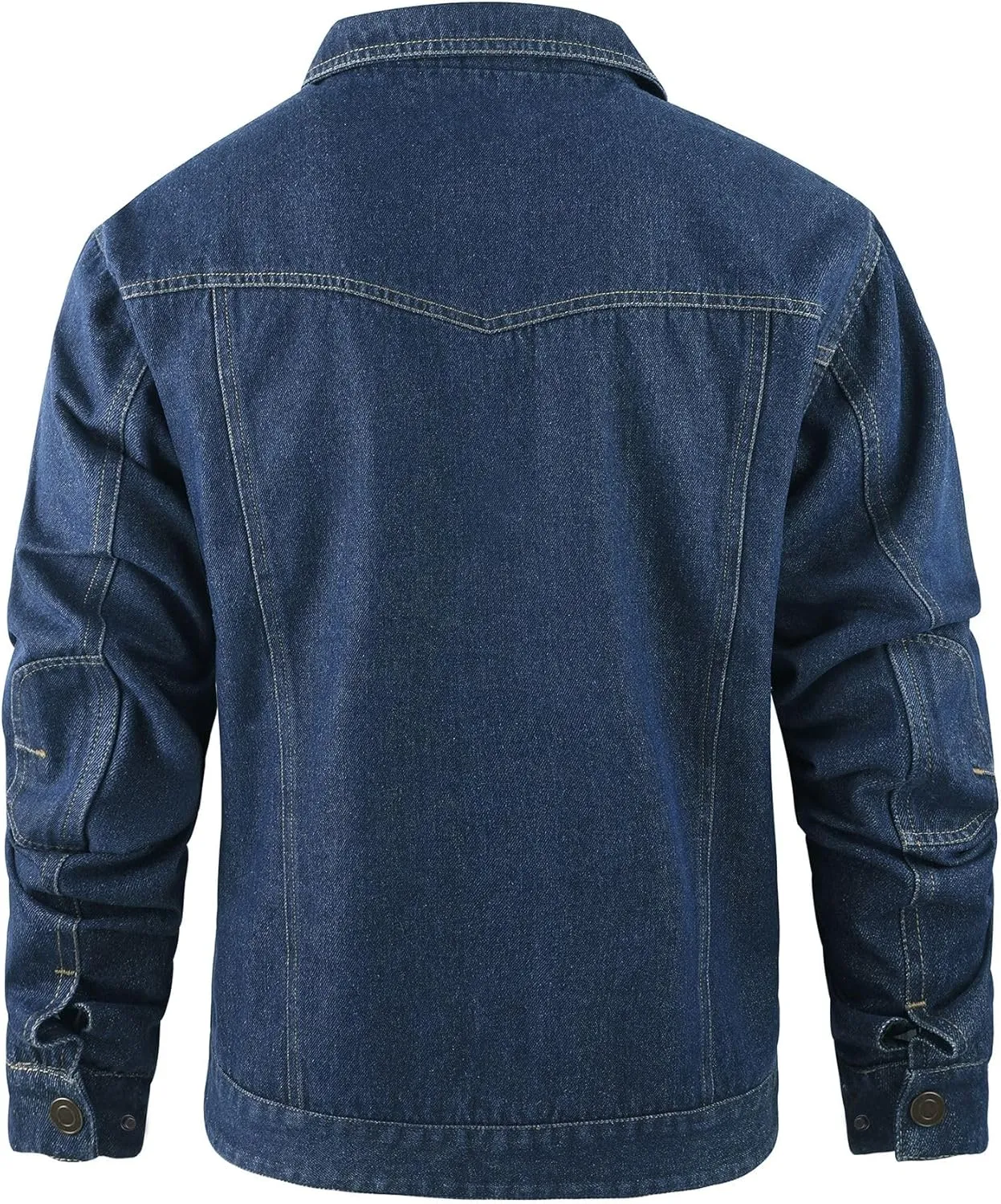 Mens Flannel Lined Denim Jacket Cowboy Cut with Snap Buttons Western Classic, Heavy Duty Trucker Coat, Slim Fit