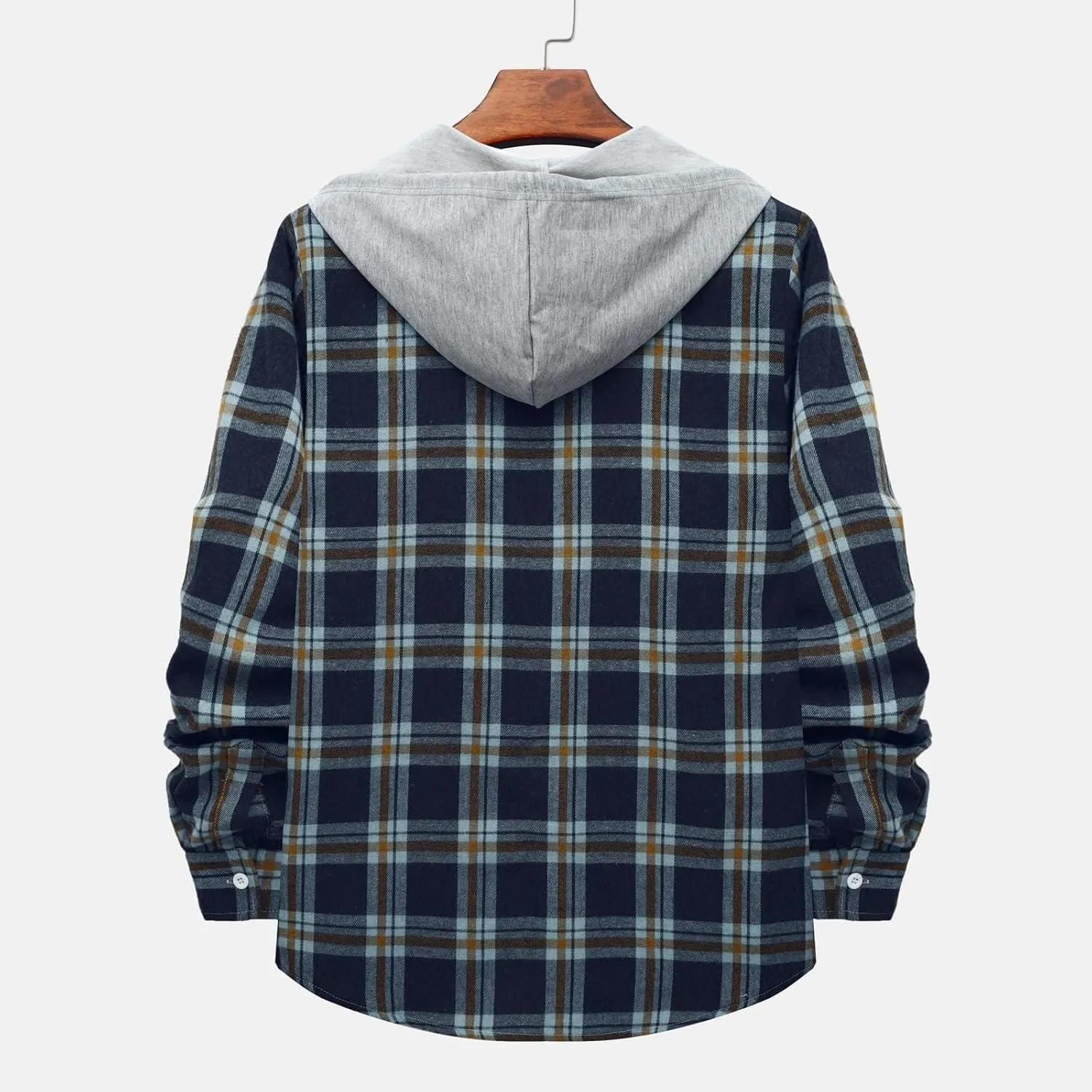 Men's Flannel Shirt Jacket Long Sleeve Plaid Shirt Lightweight Fashion Spring Fall Casual Jackets Hoodies Sweatshirt