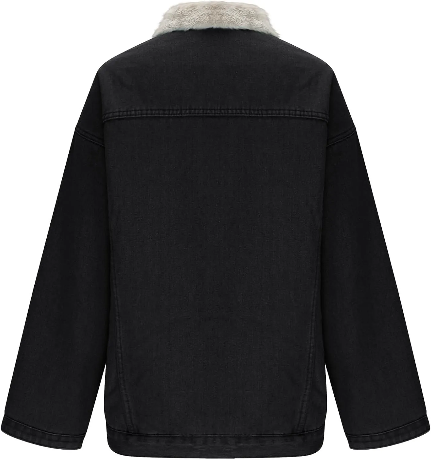 Men's Fleece Lined Denim Jacket Winter Warm Jean Trucker Coat Lapel Collar Cargo Jackets with Pockets