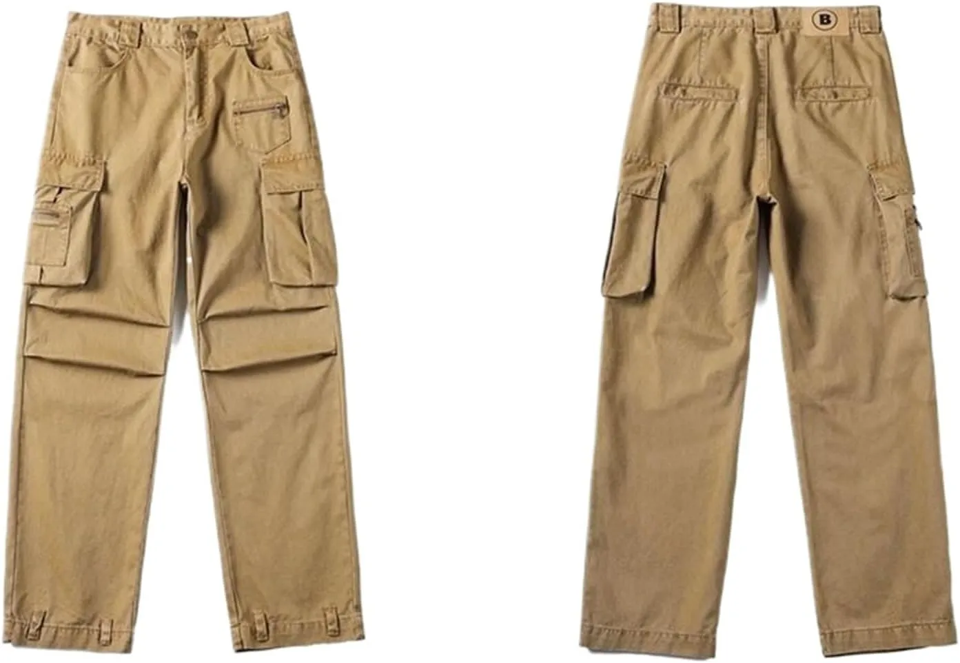 Men's High-Street Cargo Pants,Multi-Pocket,Straight-Leg Loose Versatile Casual Trousers