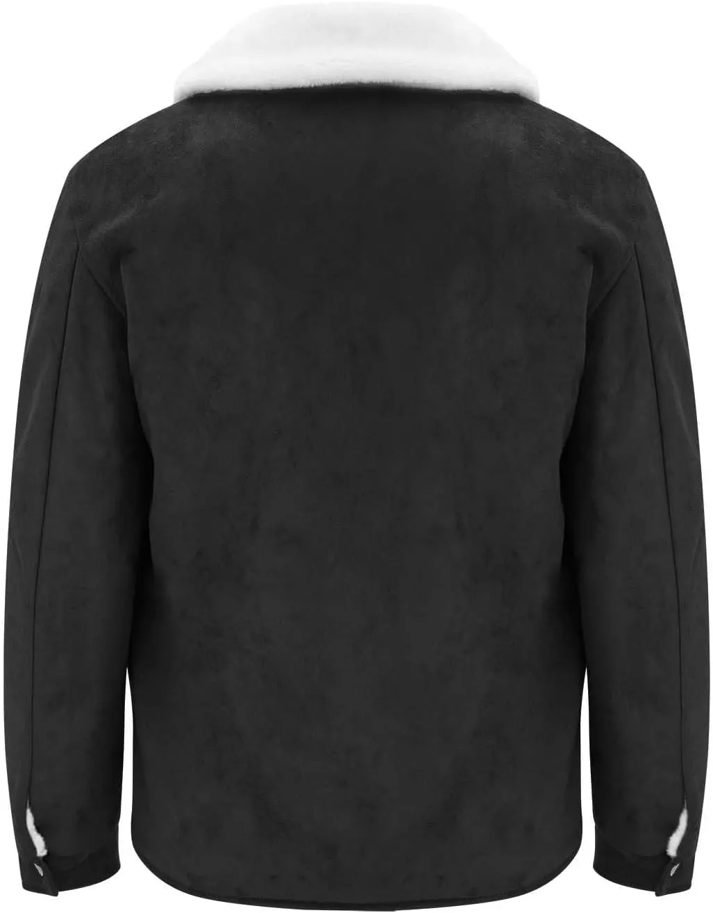 Mens Sherpa Lined Leather Jacket, Vintage Suede with Pocket and Plush Reversed Collar, Warm Washed Trucker Jacket
