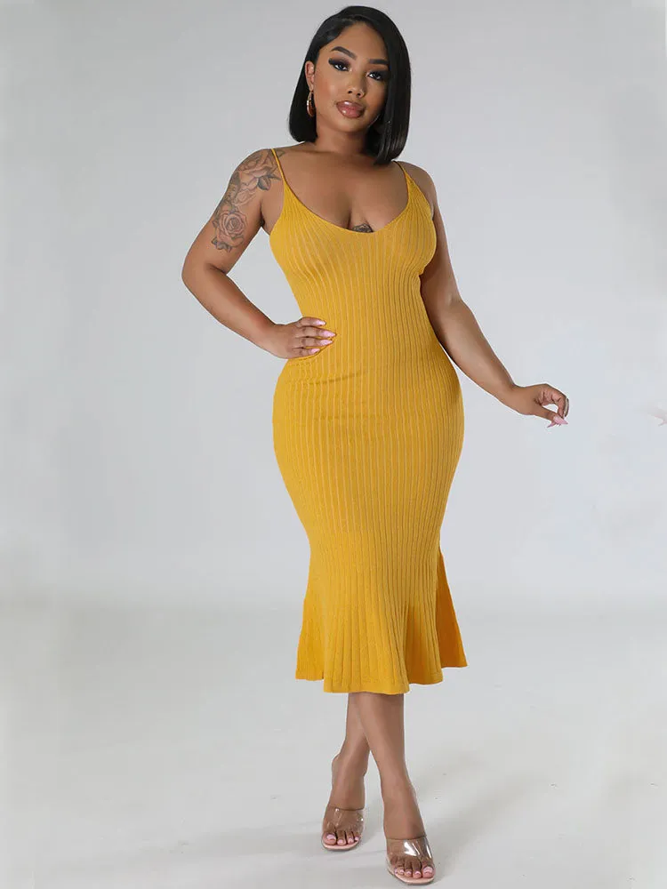 Spaghetti Starp Bodycon Sleeveless Backless Midi Dresses