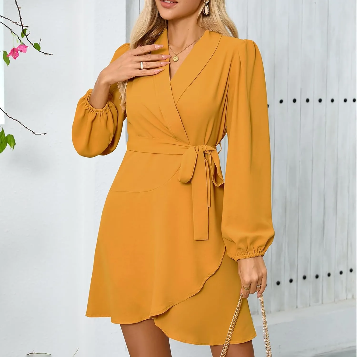 Spring Dresses for Women 2025 Petite Classy Ruffle Side Tie Waist Wedding Guest Dress ountry Concert Outfits for Women