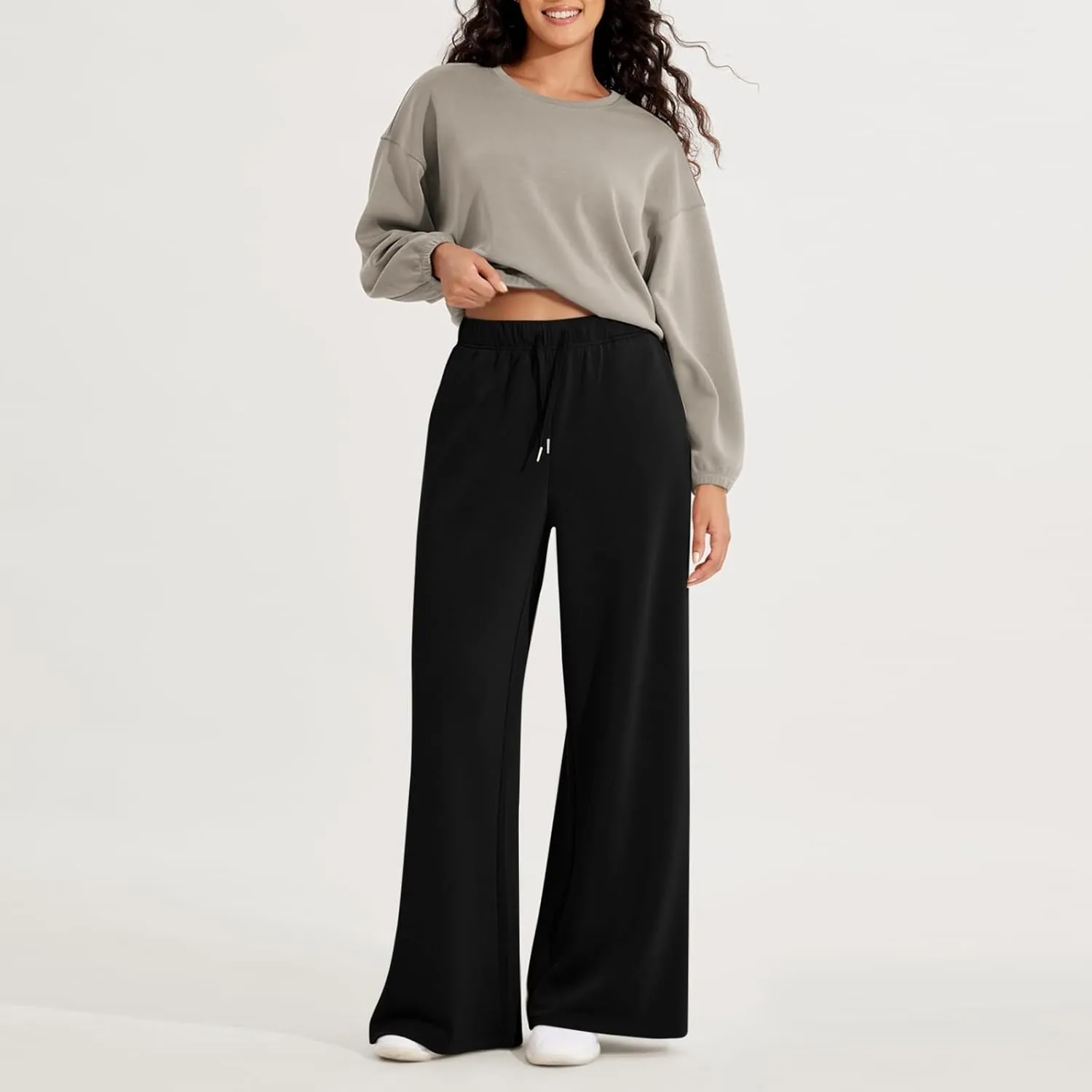 Sweat Pants for Womens Sweatpants Baggy Joggers Wide Leg High Waisted Straight Leg Pull on Jogger Pants with Pockets