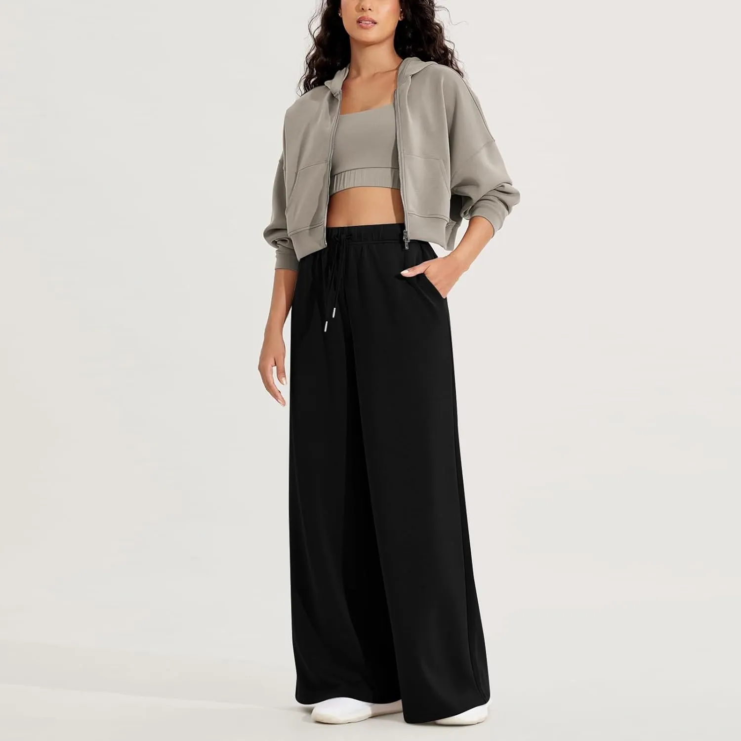 Sweat Pants for Womens Sweatpants Baggy Joggers Wide Leg High Waisted Straight Leg Pull on Jogger Pants with Pockets