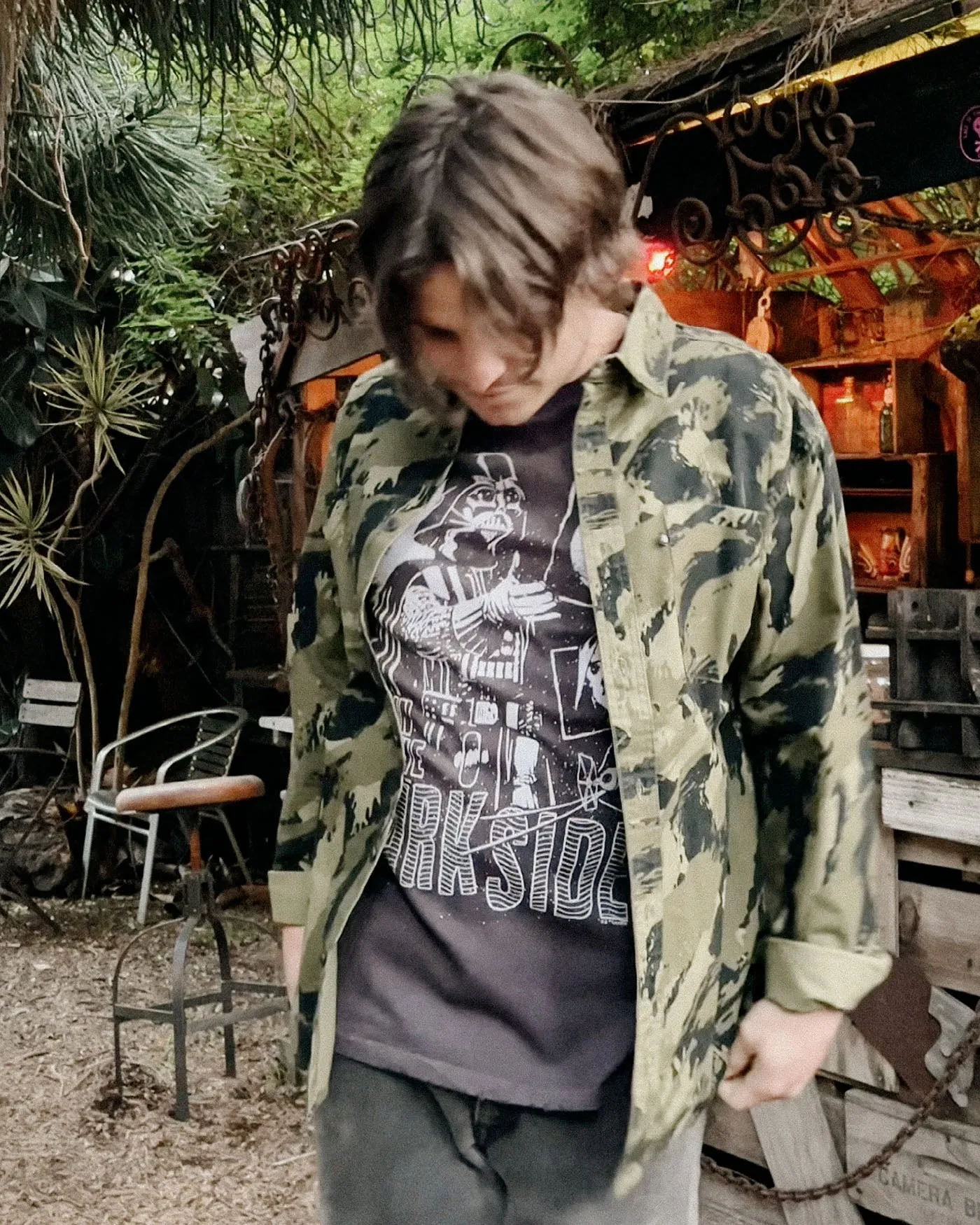 Tame Oversized Two Pocket Long Sleeve Camo Shirt