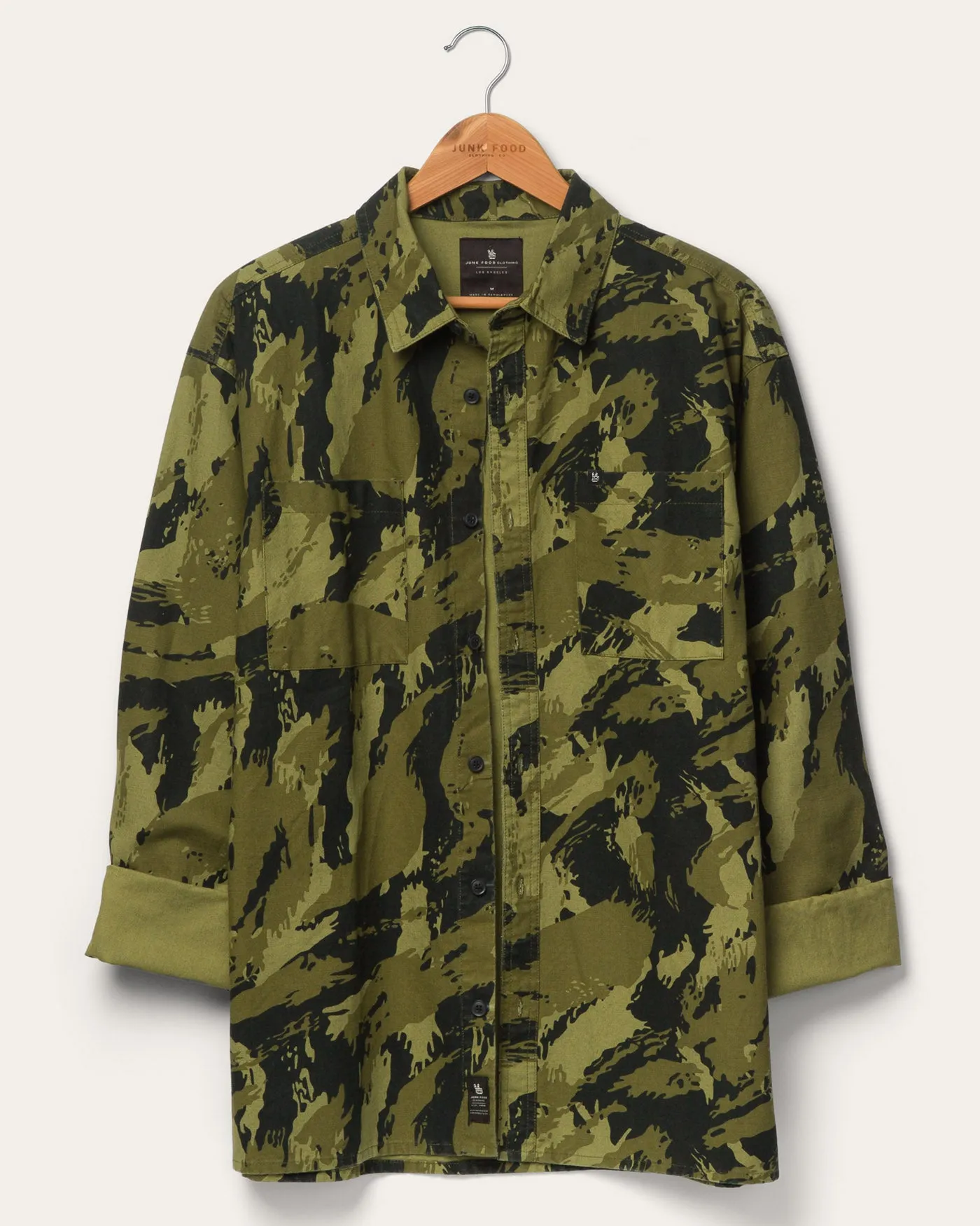 Tame Oversized Two Pocket Long Sleeve Camo Shirt