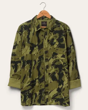 Tame Oversized Two Pocket Long Sleeve Camo Shirt