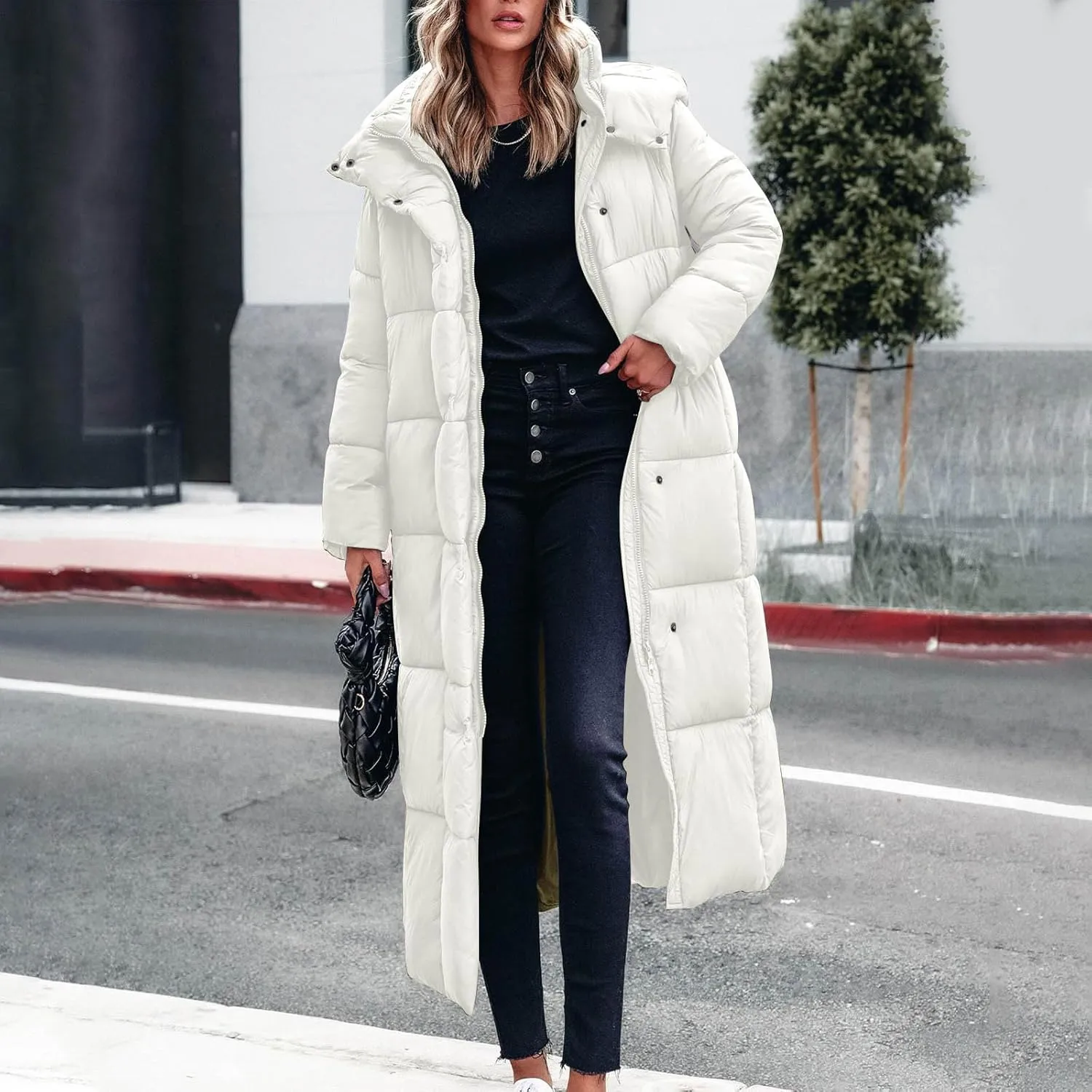 Women Winter Coats Plus Size Long Puffer Jackets Casual Oversized Thicken Down Coats Long Sleeve Overcoats