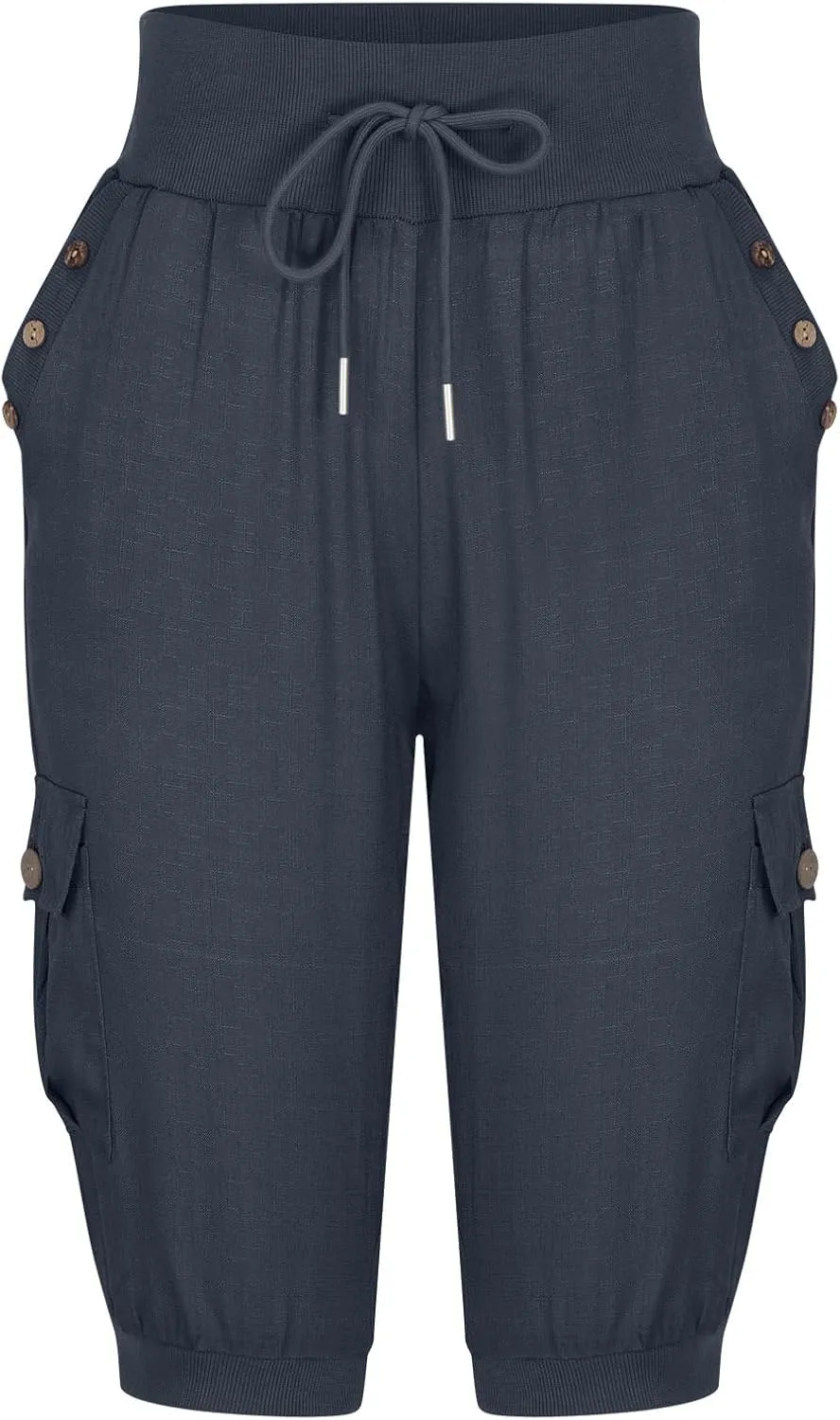 Womens Cargo Capri Pants Hiking Cropped Pants Lightweight Quick Dry Joggers Drawstring Elastic Waist Athletic Pant