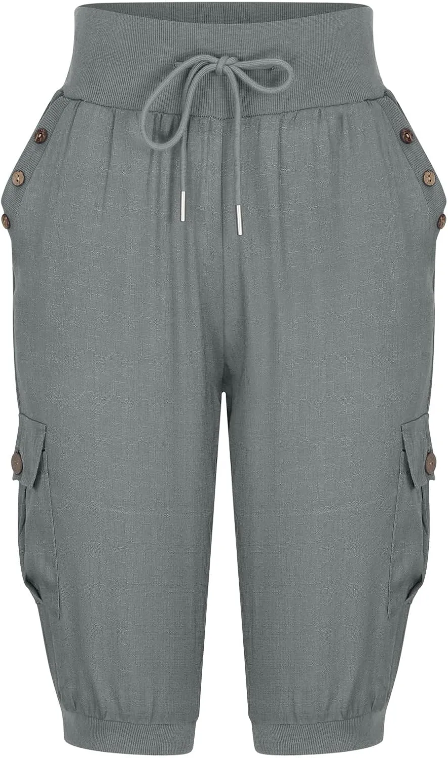 Womens Cargo Capri Pants Hiking Cropped Pants Lightweight Quick Dry Joggers Drawstring Elastic Waist Athletic Pant