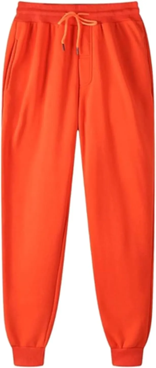 Women's Fleece Lined Sweatpants High Waisted Solid Color Drawstring Cinch Bottom Joggers Casual Athletic Pant with Pockets