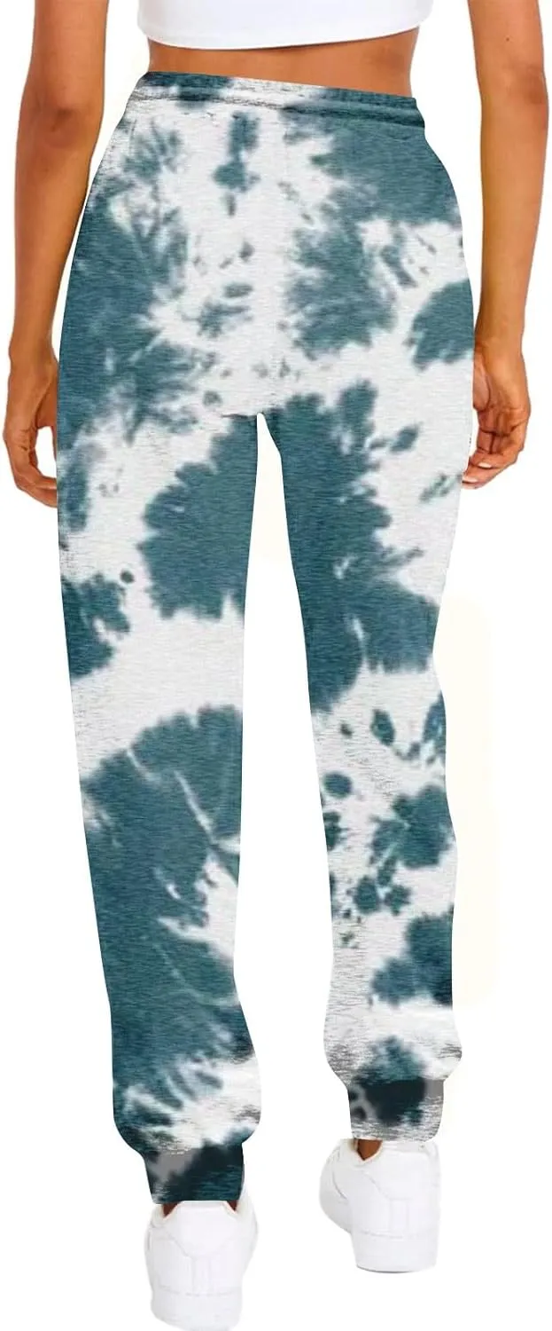 Women's Joggers Pants Holiday Modern Tapered Trousers Fitness Cosy Joggers Hi Waist Tye Dye Lightweight Lounge Pants