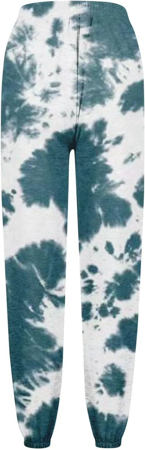 Women's Joggers Pants Holiday Modern Tapered Trousers Fitness Cosy Joggers Hi Waist Tye Dye Lightweight Lounge Pants