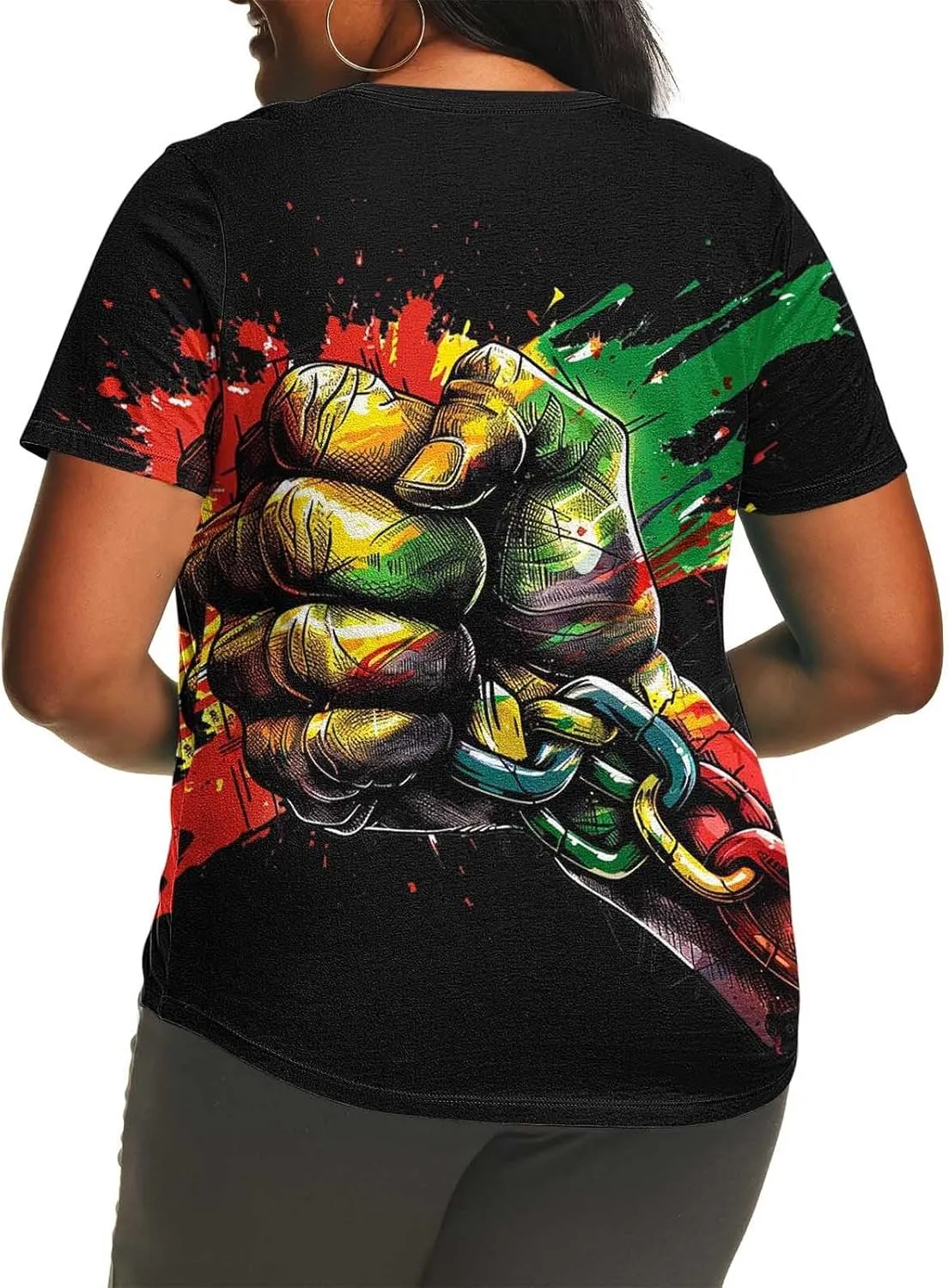 Womens Plus Size Juneteenth Shirt Short Sleeve Summer Tops Black History Month T-Shirts African Freedom Day Tees