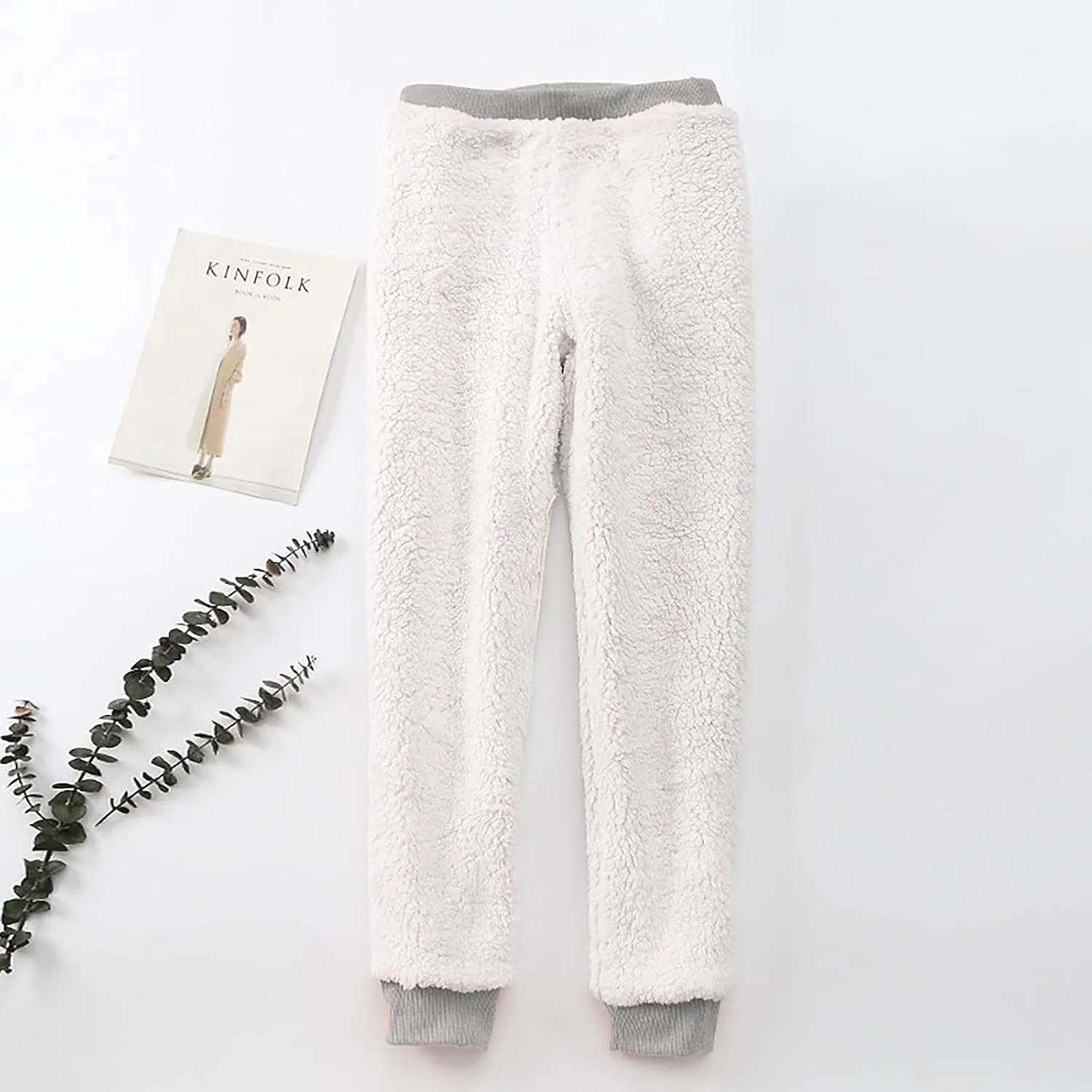 Women's Sherpa Lined Sweatpants High Waist Cinch Bottom Jogger Pants Baggy Warm Fleece Pants Casual Lounge Trousers