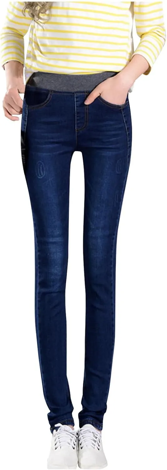 Women's Skinny Jean Ladies Casual Work Pants Stretch High Waisted Denim Trousers Lounge Wear Denim Tight Pants
