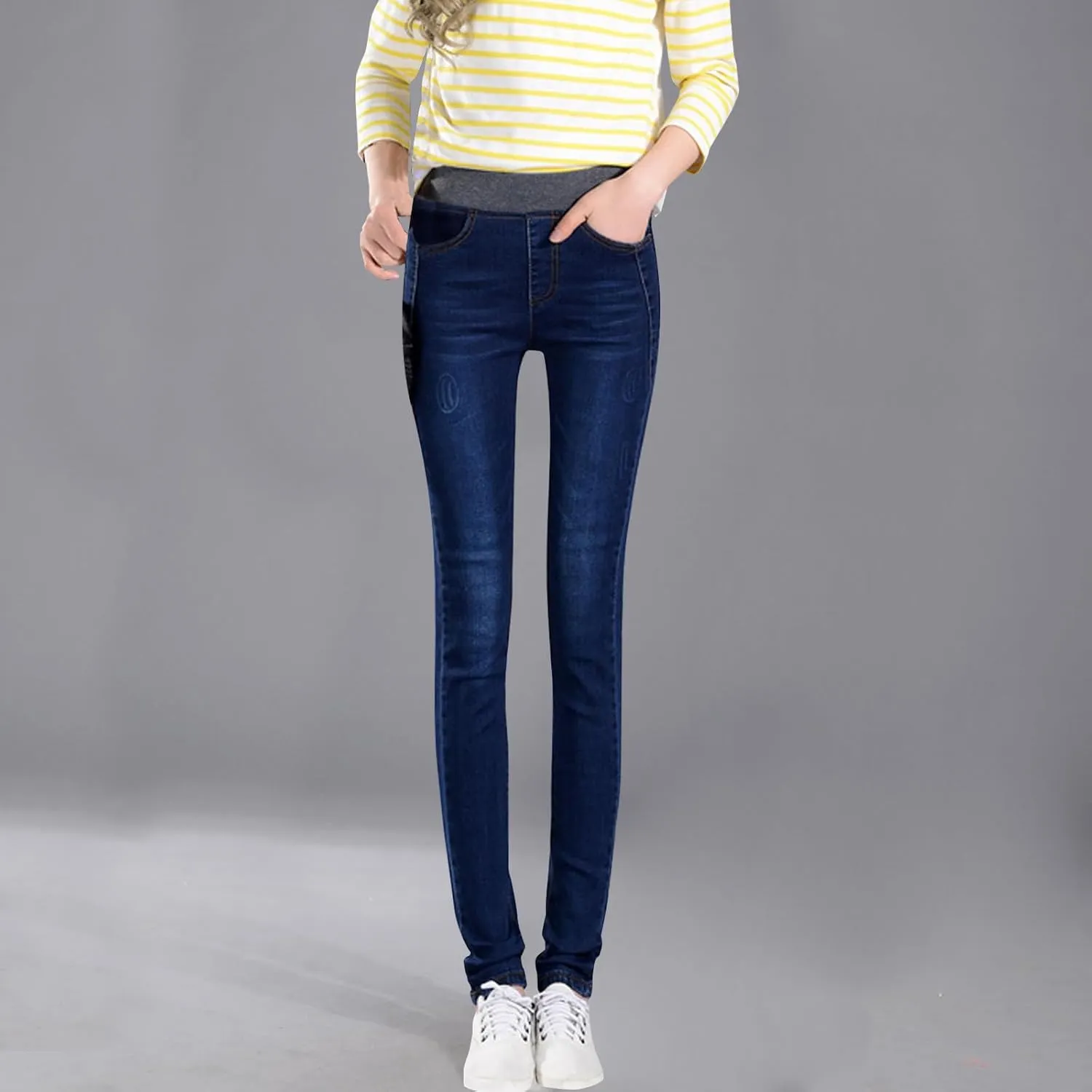 Women's Skinny Jean Ladies Casual Work Pants Stretch High Waisted Denim Trousers Lounge Wear Denim Tight Pants
