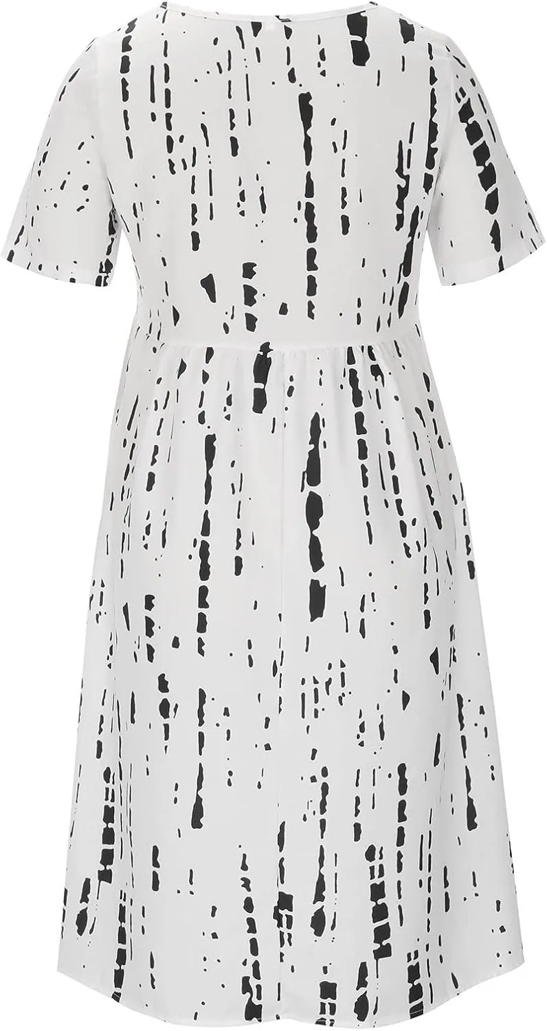 Womens Summer Dresses 2025 Casual Plus Size Dress Trendy Floral Boho Dress Flowy Spring Dress Shirt Dress with Pocket