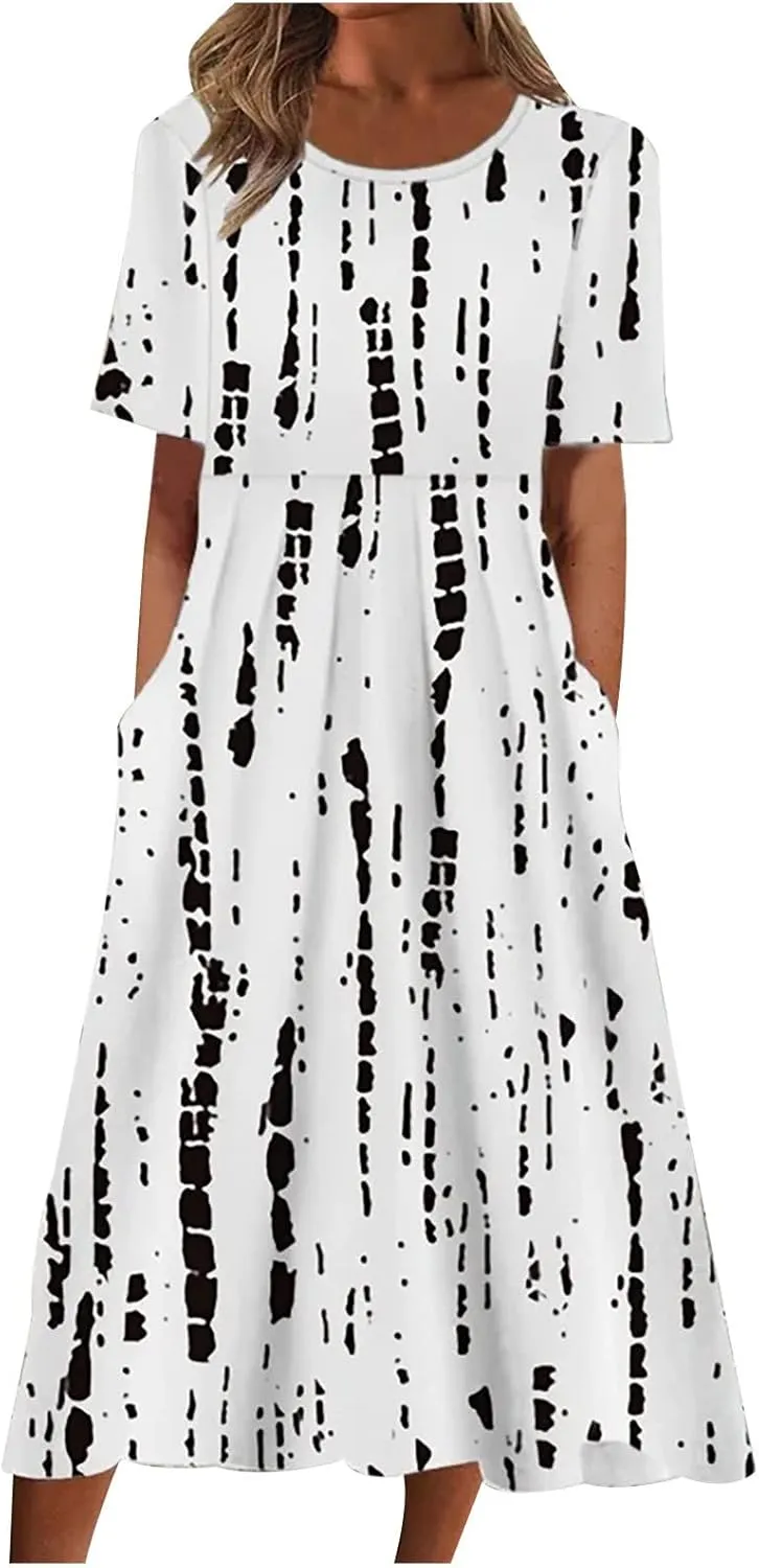 Womens Summer Dresses 2025 Casual Plus Size Dress Trendy Floral Boho Dress Flowy Spring Dress Shirt Dress with Pocket
